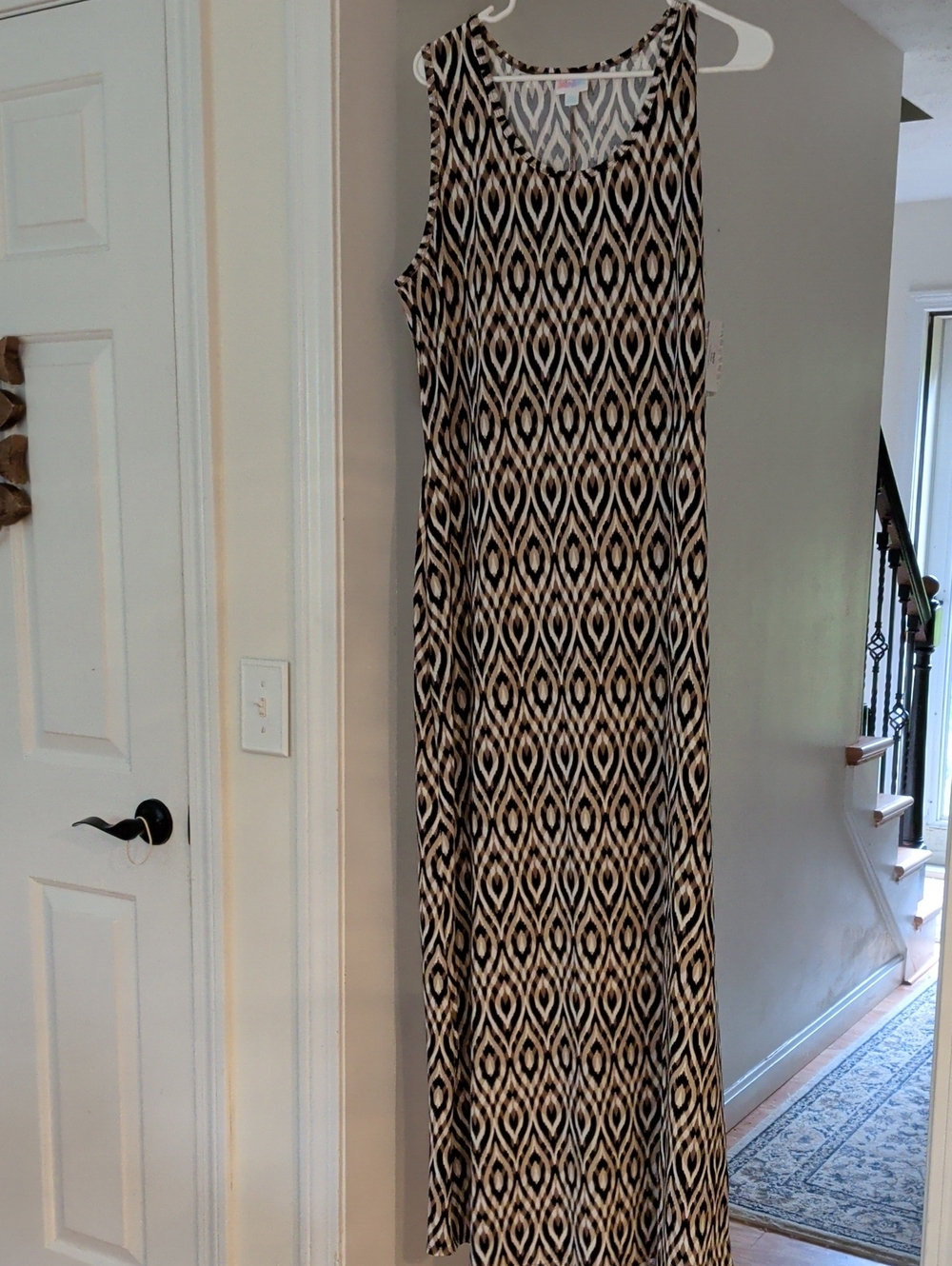LuLaRoe Black and Cream Geometric Maxi Dress